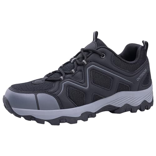 Wanderschuhe Herren Wasserdicht,Wanderschuhe Herren Wasserdicht rutschfeste Sportschuhe Trekkingschuhe Leichte Outdoor Schuhe Bergschuhe Breite Füße Sneaker für Camping, Wandern (Schwarz,45) von Sobzia
