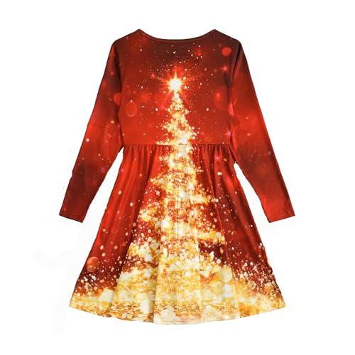 weihnachtskleid mädchen 128, Weihnachtskleid Mädchen Weihnachts Kleider Weihnachts Tunika Sweatkleid mit Weihnachten Gedruckt Prinzessin Casual Weihnachtsoutfit Langarm Dress Elegant Freizeitkleidn von Sobzia