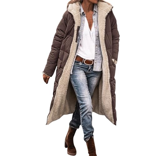 wintermantel damen lang warm gefüttert, Damen-Mäntel Schwarz Teddy Mantel Wasserdicht Winterparka Teddyfleece Steppmantel Winterjacke Gefüttert Wintermantel Winter Coat Lang Damenwinterjacken Parka von Sobzia