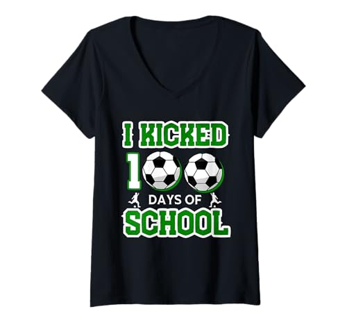Damen 100 Tage Schulfußball Ich Habe am 100. Tag geknallt T-Shirt mit V-Ausschnitt Damen 100 Tage Schulfußball Ich Habe am 100. Tag geknallt T-Shirt mit V-Ausschnitt von Soccer 100 Days School Tees