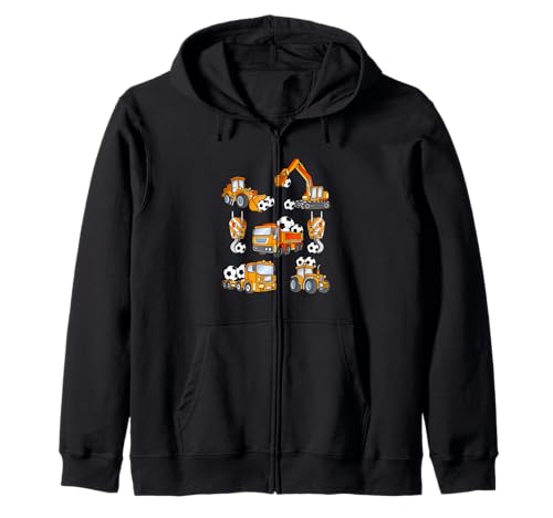 Fußball Kinder Fußball Bauwagen Fahrzeug Sport Kapuzenjacke von Soccer Ball Football Construction Trucks Vehicle