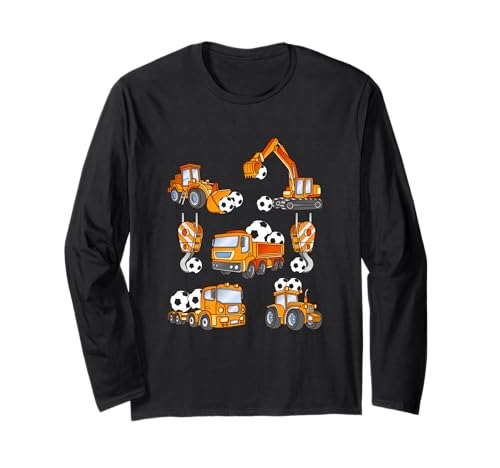Fußball Kinder Fußball Bauwagen Fahrzeug Sport Langarmshirt von Soccer Ball Football Construction Trucks Vehicle