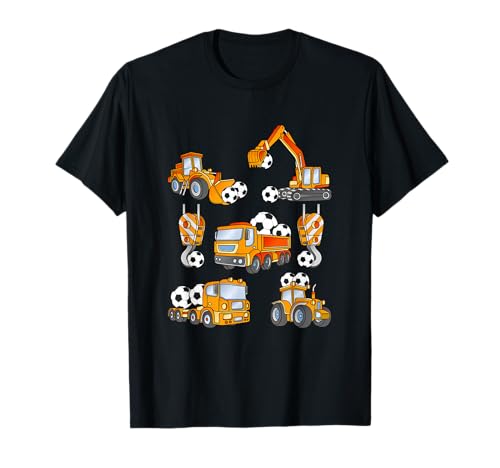 Fußball Kinder Fußball Bauwagen Fahrzeug Sport T-Shirt von Soccer Ball Football Construction Trucks Vehicle
