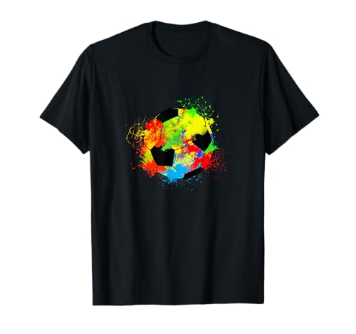 Soccer Ball Gift Herren Fußball-Shirt Multicolored Klassisch T-Shirt Kurzarm Klein EU S Spreizkragen von Soccer Ball Gift