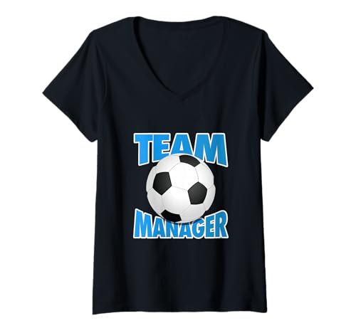 Damen Fußballmannschafts-Manager, Fußball-Grafik T-Shirt mit V-Ausschnitt Damen Fußballmannschafts-Manager, Fußball-Grafik T-Shirt mit V-Ausschnitt von Soccer Ball Team Manager Appreciation Ideas