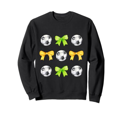 Fußball & Bögen Mädchen Damen Fußballspieler Grün & Gold Sweatshirt von Soccer Balls & Bows T-Shirt Co.