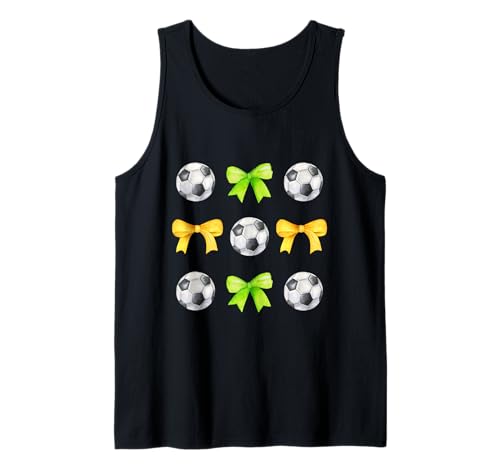 Fußball & Bögen Mädchen Damen Fußballspieler Grün & Gold Tank Top von Soccer Balls & Bows T-Shirt Co.