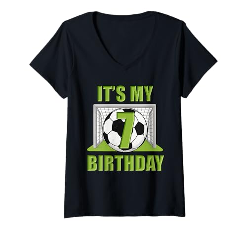 Damen Happy Birthday Soccer Squad Spielertrikot zum 7. Geburtstag T-Shirt mit V-Ausschnitt Damen Happy Birthday Soccer Squad Spielertrikot zum 7. Geburtstag T-Shirt mit V-Ausschnitt von Soccer Celebration Designs for Kids Birthdays