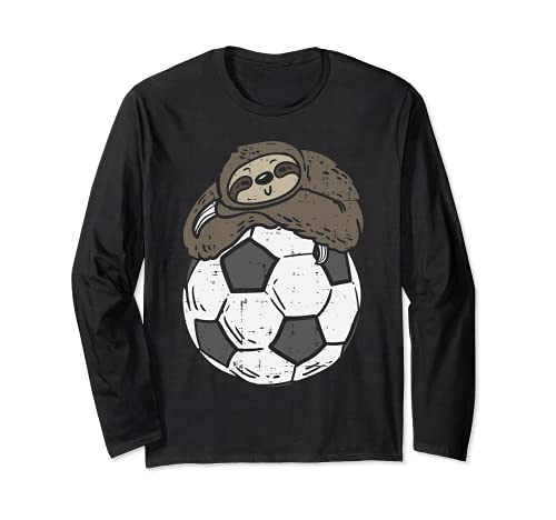 Faultier schlafend auf Fußballball, Tier, Herren, Damen, Kinder Langarmshirt von Soccer Clothes Men Women Boys Girls Kids GIfts