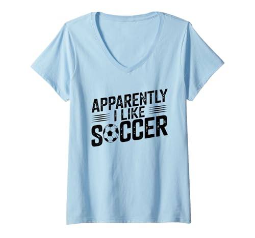 Damen Apparently I Like Soccer Season Funny Game Day Mom Dad Fan T-Shirt mit V-Ausschnitt Damen Apparently I Like Soccer Season Funny Game Day Mom Dad Fan T-Shirt mit V-Ausschnitt von Soccer Fans Lover I Like Soccer Humor Tees & Gifts