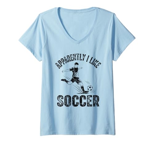 Damen Apparently I Like Soccer Season Funny Game Day Mom Dad Fan T-Shirt mit V-Ausschnitt Damen Apparently I Like Soccer Season Funny Game Day Mom Dad Fan T-Shirt mit V-Ausschnitt von Soccer Fans Lover I Like Soccer Humor Tees & Gifts