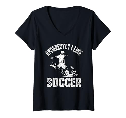 Damen Apparently I Like Soccer Season Funny Game Day Mom Dad Fan T-Shirt mit V-Ausschnitt Damen Apparently I Like Soccer Season Funny Game Day Mom Dad Fan T-Shirt mit V-Ausschnitt von Soccer Fans Lover I Like Soccer Humor Tees & Gifts