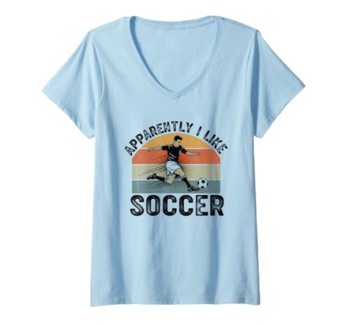 Damen Apparently I Like Soccer Season Funny Game Day Mom Dad Fan T-Shirt mit V-Ausschnitt Damen Apparently I Like Soccer Season Funny Game Day Mom Dad Fan T-Shirt mit V-Ausschnitt von Soccer Fans Lover I Like Soccer Humor Tees & Gifts