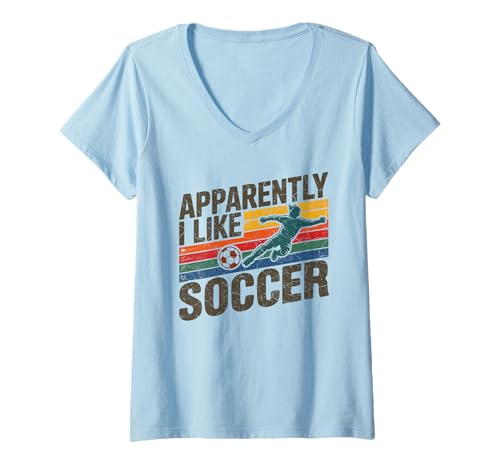 Damen Apparently I Like Soccer Season Funny Game Day Mom Dad Fan T-Shirt mit V-Ausschnitt Damen Apparently I Like Soccer Season Funny Game Day Mom Dad Fan T-Shirt mit V-Ausschnitt von Soccer Fans Lover I Like Soccer Humor Tees & Gifts