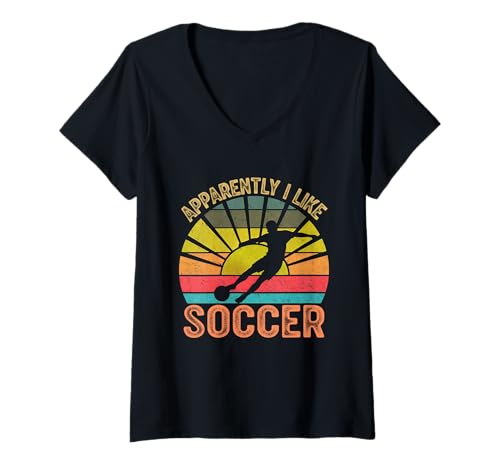 Damen Apparently I Like Soccer Season Funny Game Day Mom Dad Fan T-Shirt mit V-Ausschnitt Damen Apparently I Like Soccer Season Funny Game Day Mom Dad Fan T-Shirt mit V-Ausschnitt von Soccer Fans Lover I Like Soccer Humor Tees & Gifts