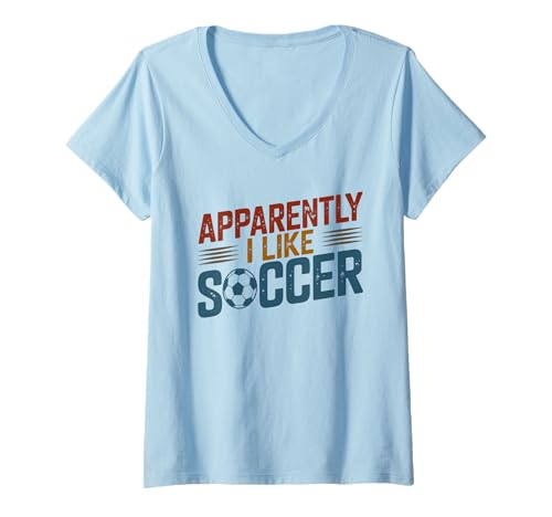 Damen Apparently I Like Soccer Season Funny Game Day Mom Dad Fan T-Shirt mit V-Ausschnitt Damen Apparently I Like Soccer Season Funny Game Day Mom Dad Fan T-Shirt mit V-Ausschnitt von Soccer Fans Lover I Like Soccer Humor Tees & Gifts