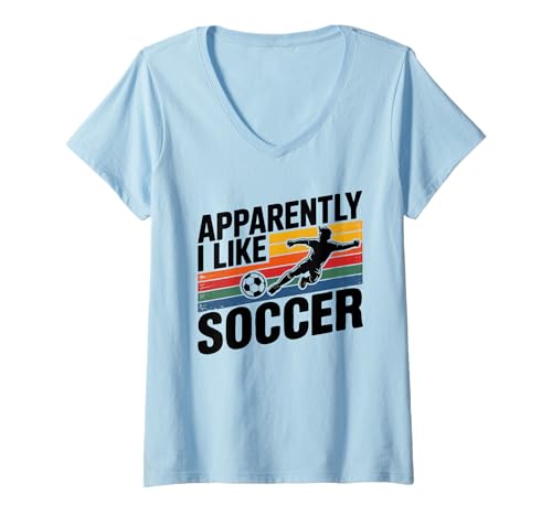 Damen Apparently I Like Soccer Season Funny Game Day Mom Dad Fan T-Shirt mit V-Ausschnitt Damen Apparently I Like Soccer Season Funny Game Day Mom Dad Fan T-Shirt mit V-Ausschnitt von Soccer Fans Lover I Like Soccer Humor Tees & Gifts