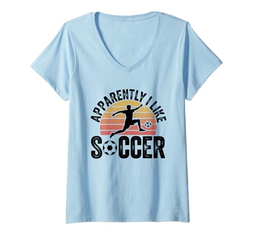 Damen Apparently I Like Soccer Season Funny Game Day Mom Dad Fan T-Shirt mit V-Ausschnitt Damen Apparently I Like Soccer Season Funny Game Day Mom Dad Fan T-Shirt mit V-Ausschnitt von Soccer Fans Lover I Like Soccer Humor Tees & Gifts