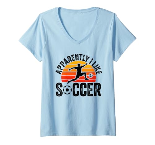 Damen Apparently I Like Soccer Season Funny Game Day Mom Dad Fan T-Shirt mit V-Ausschnitt Damen Apparently I Like Soccer Season Funny Game Day Mom Dad Fan T-Shirt mit V-Ausschnitt von Soccer Fans Lover I Like Soccer Humor Tees & Gifts