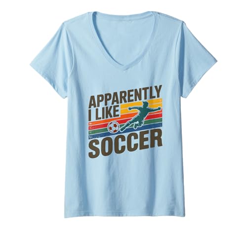 Damen Apparently I Like Soccer Season Funny Game Day Mom Dad Fan T-Shirt mit V-Ausschnitt Damen Apparently I Like Soccer Season Funny Game Day Mom Dad Fan T-Shirt mit V-Ausschnitt von Soccer Fans Lover I Like Soccer Humor Tees & Gifts