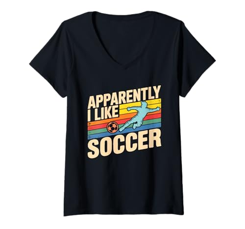 Damen Apparently I Like Soccer Season Funny Game Day Mom Dad Fan T-Shirt mit V-Ausschnitt Damen Apparently I Like Soccer Season Funny Game Day Mom Dad Fan T-Shirt mit V-Ausschnitt von Soccer Fans Lover I Like Soccer Humor Tees & Gifts