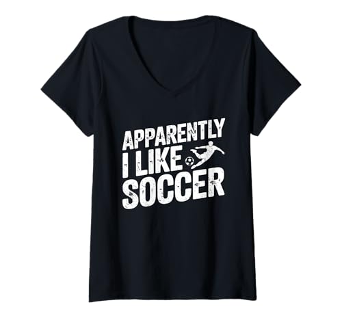 Damen Apparently I Like Soccer Season Funny Game Day Mom Dad Fan T-Shirt mit V-Ausschnitt Damen Apparently I Like Soccer Season Funny Game Day Mom Dad Fan T-Shirt mit V-Ausschnitt von Soccer Fans Lover I Like Soccer Humor Tees & Gifts
