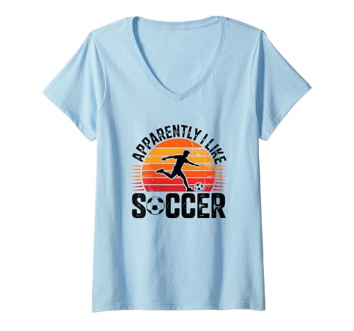 Damen Apparently I Like Soccer Season Funny Game Day Mom Dad Fan T-Shirt mit V-Ausschnitt Damen Apparently I Like Soccer Season Funny Game Day Mom Dad Fan T-Shirt mit V-Ausschnitt von Soccer Fans Lover I Like Soccer Humor Tees & Gifts