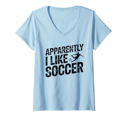Damen Apparently I Like Soccer Season Funny Game Day Mom Dad Fan T-Shirt mit V-Ausschnitt Damen Apparently I Like Soccer Season Funny Game Day Mom Dad Fan T-Shirt mit V-Ausschnitt von Soccer Fans Lover I Like Soccer Humor Tees & Gifts