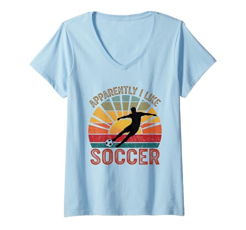 Damen Apparently I Like Soccer Season Funny Game Day Mom Dad Fan T-Shirt mit V-Ausschnitt Damen Apparently I Like Soccer Season Funny Game Day Mom Dad Fan T-Shirt mit V-Ausschnitt von Soccer Fans Lover I Like Soccer Humor Tees & Gifts
