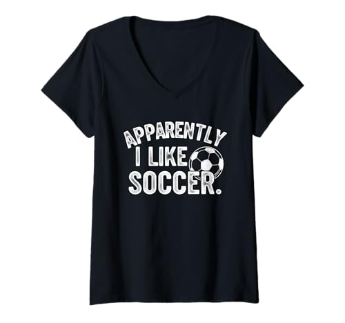 Damen Apparently I Like Soccer Season Funny Game Day Mom Dad Fan T-Shirt mit V-Ausschnitt Damen Apparently I Like Soccer Season Funny Game Day Mom Dad Fan T-Shirt mit V-Ausschnitt von Soccer Fans Lover I Like Soccer Humor Tees & Gifts