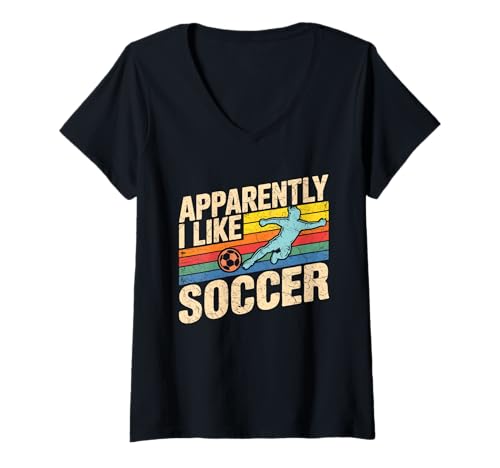 Damen Apparently I Like Soccer Season Funny Game Day Mom Dad Fan T-Shirt mit V-Ausschnitt Damen Apparently I Like Soccer Season Funny Game Day Mom Dad Fan T-Shirt mit V-Ausschnitt von Soccer Fans Lover I Like Soccer Humor Tees & Gifts