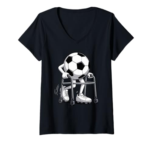 Damen Pensionierter Fußballspieler Ball Tor Ruhestand T-Shirt mit V-Ausschnitt Damen Pensionierter Fußballspieler Ball Tor Ruhestand T-Shirt mit V-Ausschnitt von Soccer Gift For A Soccer Player