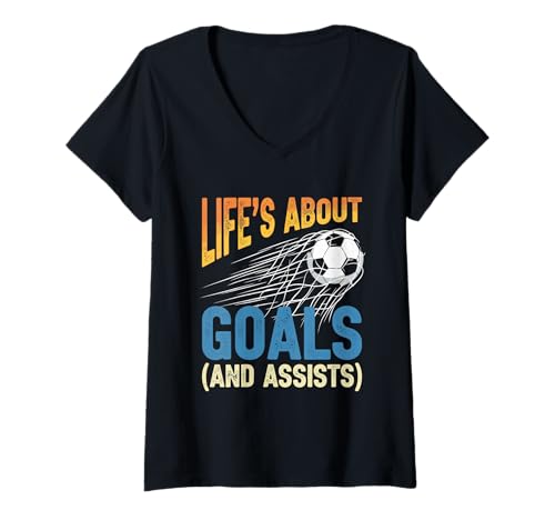 Damen Coole Fußballkunst für Männer und Frauen, Fußballliebhaber, Fußballspieler T-Shirt mit V-Ausschnitt von Soccer Gifts Soccer Player Accessories & Stuff