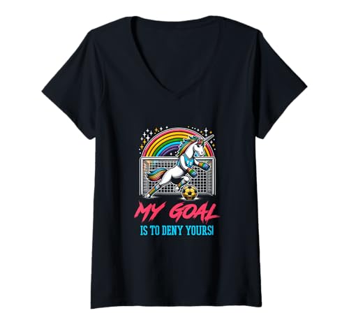 Damen Fußball Torwart Keeper Einhorn niedliche Grafik T-Shirt mit V-Ausschnitt Damen Fußball Torwart Keeper Einhorn niedliche Grafik T-Shirt mit V-Ausschnitt von Soccer Goalie & Keeper Unicorns