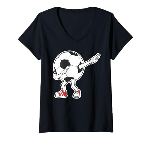 Damen Lustiges Fußball-Tanz-T-Shirt mit Cartoon-Ball T-Shirt mit V-Ausschnitt Damen Lustiges Fußball-Tanz-T-Shirt mit Cartoon-Ball T-Shirt mit V-Ausschnitt von Soccer Humor Co