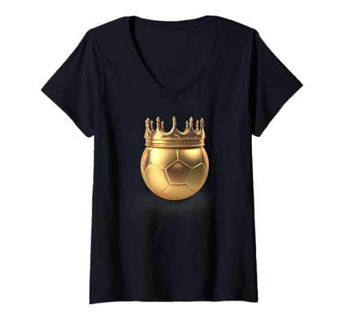 Damen Fußballkönig T-Shirt mit V-Ausschnitt Damen Fußballkönig T-Shirt mit V-Ausschnitt von Soccer Lover Apparel