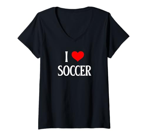 Damen Ich Liebe Fußball I Heart Soccer Lustiger Fußballsportliebhaber T-Shirt mit V-Ausschnitt von Soccer Lover I Love Soccer Football Soccer Co