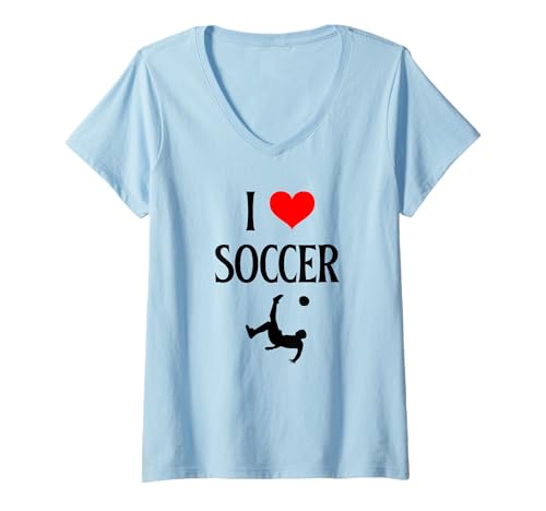 Damen Ich liebe Fußball I Heart Soccer Lustiger Fußballsportliebhaber T-Shirt mit V-Ausschnitt von Soccer Lover I Love Soccer Football Soccer Co