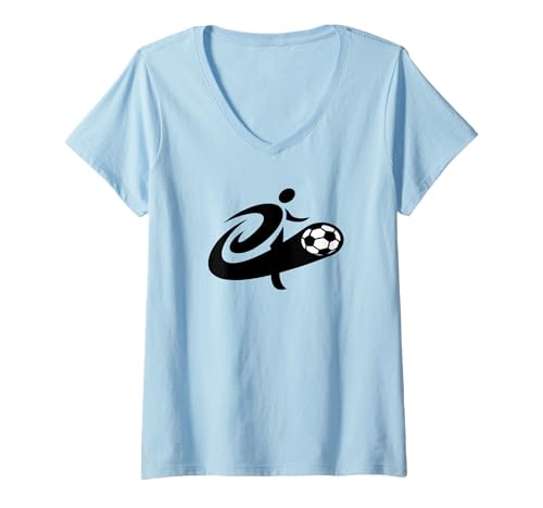 Damen Ich liebe Fußball I Heart Soccer Lustiger Fußballsportliebhaber T-Shirt mit V-Ausschnitt von Soccer Lover I Love Soccer Football Soccer Co