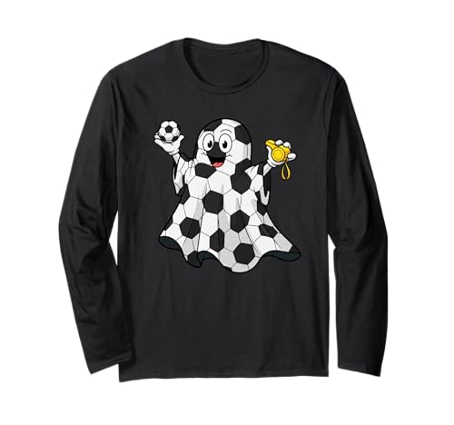 Lustiger Fußball-Geist Kürbis Boo Halloween Kinder Herren Damen Langarmshirt von Soccer Lovers Halloween Ghost Pumpkin Outfits