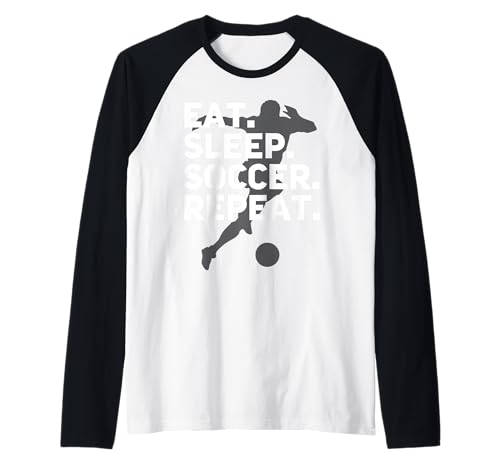 Eat Sleep Soccer Repeat – USA Fußball Fan Junge Mädchen Männer Frauen Raglan von Soccer Loving Fans Designs