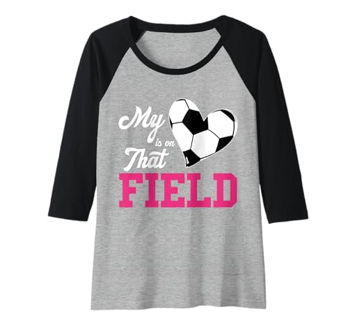 Damen Fußball-Mama Mein Herz ist auf dem Feld Raglan von Soccer Mom - Apparel & Gifts