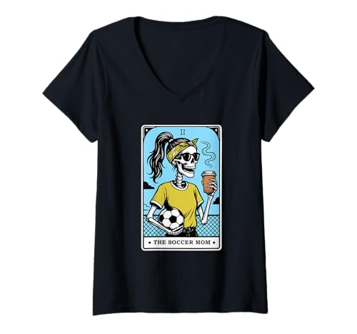 Damen Das Soccer Mom Tarot T-Shirt mit V-Ausschnitt Damen Das Soccer Mom Tarot T-Shirt mit V-Ausschnitt von Soccer Mom Designs
