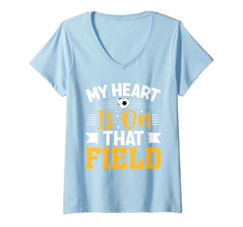 Damen Soccer My Heart Is On That Field Trikot mit Herz, Fußballsport T-Shirt mit V-Ausschnitt Damen Soccer My Heart Is On That Field Trikot mit Herz, Fußballsport T-Shirt mit V-Ausschnitt von Soccer My Heart Is On That Field Tee Shirts