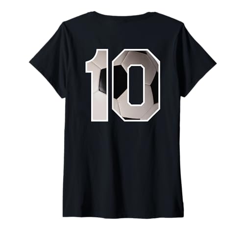 Damen #10 Trikot Uniform Fußball Fan Athlet 10. Geburtstag T-Shirt mit V-Ausschnitt Damen #10 Trikot Uniform Fußball Fan Athlet 10. Geburtstag T-Shirt mit V-Ausschnitt von Soccer Number 10 For Teams and Players