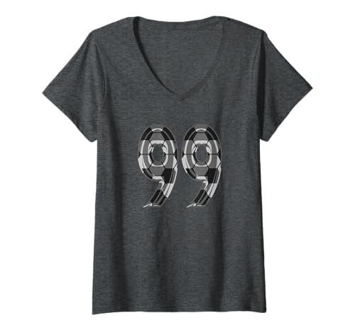 Damen Soccer Number 99 Fußballtrikot #99 Der Lieblingsfan des Trikot-Spielers T-Shirt mit V-Ausschnitt Damen Soccer Number 99 Fußballtrikot #99 Der Lieblingsfan des Trikot-Spielers T-Shirt mit V-Ausschnitt von Soccer Number Soccer Player Number #99 Fan Gifts