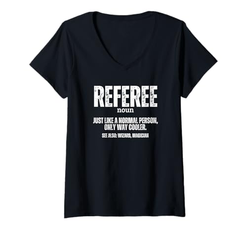 Damen Schiedsrichterdefinition Stolzer Lustiger Schiedsrich T-Shirt mit V-Ausschnitt von Soccer Referee Outfit For Women And Men