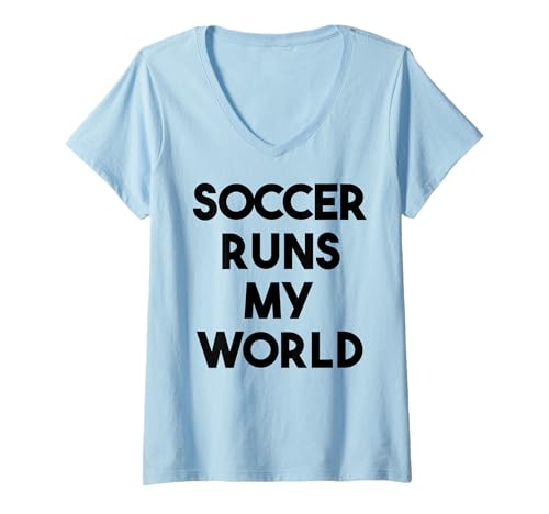 Damen Soccer Funny - Fußball regiert die Welt T-Shirt mit V-Ausschnitt von Soccer Runs The World