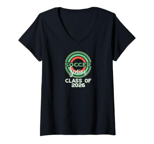 Damen Fußball-Seniorenklasse 2026 T-Shirt mit V-Ausschnitt Damen Fußball-Seniorenklasse 2026 T-Shirt mit V-Ausschnitt von Soccer Senior Merch
