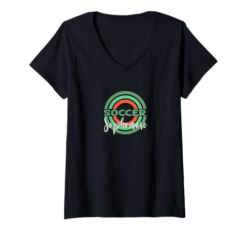 Damen Soccer Sophomore mit modernen Fußballkreisen T-Shirt mit V-Ausschnitt Damen Soccer Sophomore mit modernen Fußballkreisen T-Shirt mit V-Ausschnitt von Soccer Sophomore Merch